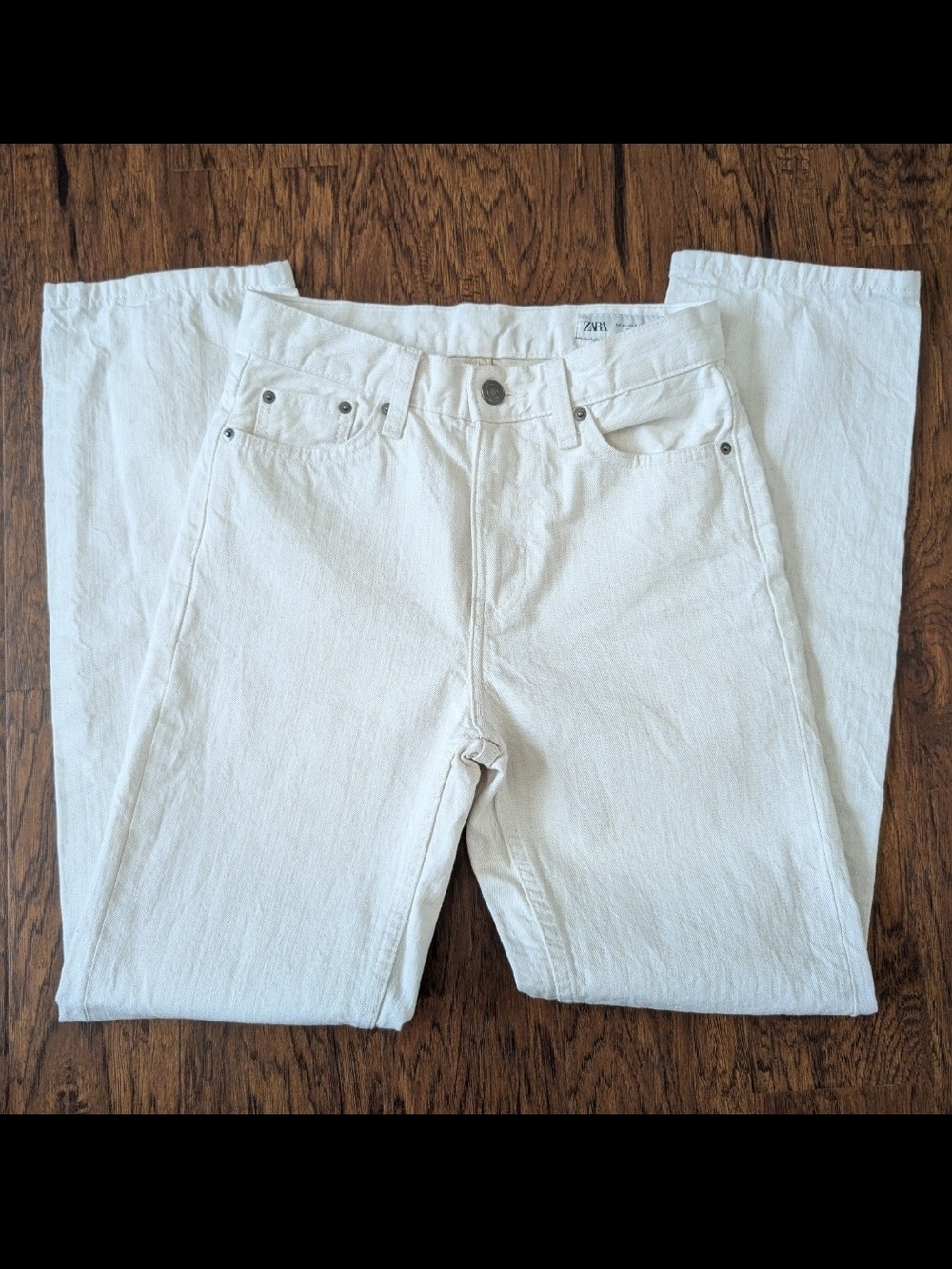 ZARA High-Waist Straight Leg Jeans Ecru Wash Size 2